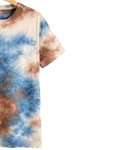 Manufacturer <b>Blue</b> Brown Tie <b>Dye</b> T Shirt Men Cotton Crew Neck Short Sleeve Vintage Wash Casual Streetwear OEM Wholesale Tee - Product Image 2