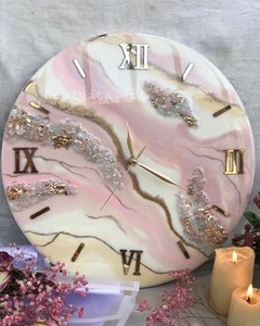 Elegant Art Deco Hanging Quartz Epoxy Resin Wall <b>Clock</b>-Handmade Home Decor-Stunning Timepiece for Stylish Living Spaces - Product Image 1