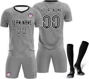 Ensemble de maillot de football sublimé vert à col en V pour hommes, respirant, en polyester, à manches courtes, uniforme d'équipe avec chaussettes jaunes - Product Image 5