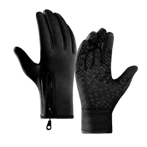 <b>Touch</b> <b>Screen</b> <b>Gloves</b> Blue Black Sporty Winter Outdoor Wrist Length Polyester Material With Zipper - Product Image 3