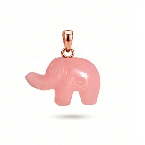 Colgante de Elefante de Ópalo Azul Natural, Chapado en Oro Rosa, Tallado a Mano, Amuleto de Piedra Preciosa, Cristal Curativo, Collar con Tótem Animal - Product Image 5