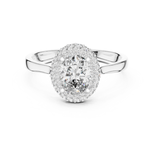 Anillo de Compromiso con Halo de Moissanita de Corte Ovalado, Plata de Ley 925, Chapado en Oro Amarillo, Anillo de Boda para Mujer - Product Image 5