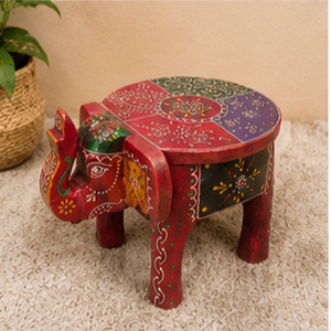 Handmade Painted <b>Elephant</b> Shape Wooden Stool <b>Decorative</b> Home Furniture Figurine Animal Theme Craft - Product Image 3