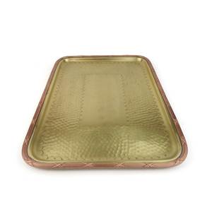 Bandeja de Servir de Latón Hecha a Mano, Bandeja Metálica Decorativa Resistente para Servir Bebidas, Comida, Té, Café, Cocina, Restaurante - Product Image 1