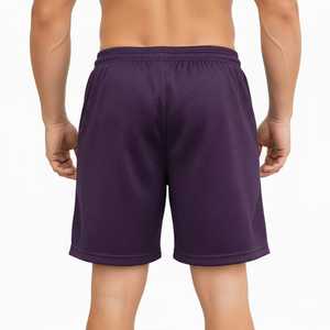 Men's Purple Mesh Drawstring Shorts Breathable Casual Workout <b>Athletic</b> Shorts Mid Waist Knitted Polyester Sport Shorts - Product Image 3