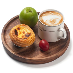 Handcrafted Round Acacia <b>Wood</b> Platter <b>for</b> Serving <b>Tea</b> Coffee Snacks Hot Meals or Food Use on Dining Table or Kitchen Countertop - Product Image 5