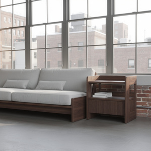 Table de chevet convertible traditionnelle en teck massif pour appartement, salon et chambre à coucher - Product Image 1