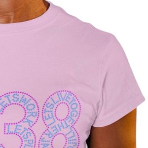 T-shirt rose à manches courtes et col rond, décontracté, pour tous les jours, streetwear, style de vie, sport, vêtements confortables pour femmes - Product Image 6