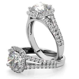 Luxury Designer 18k/22k/24k <b>Cushion</b> Split Shank Halo Lab Grown Diamond Engagement <b>Ring</b> For Women And Girls Wear In <b>Wedding</b> - Product Image 2