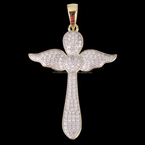 Colgante de Cruz de Ángel en Plata de Ley 925 con Diamante Moissanite VVS, Joyería Hip Hop - Product Image 1