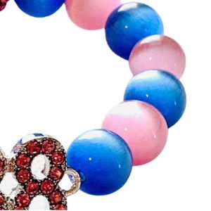 สร้อยข้อมือประดับคริสตัลสีชมพูพร้อมจี้ตกแต่ง สร้อยข้อมือแบบยืดได้ เครื่องประดับแฟชั่นสำหรับผู้หญิง ของขวัญสำหรับใส่ทุกวัน สง่างาม - Product Image 6