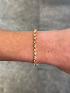 Bracelet tennis en diamants de laboratoire de 5,00 CT, coupes mixtes cœur, émeraude, ovale et ronde, en or massif 18K, 14K, 10K et argent 925, cadeaux de luxe pour mariée - Product Image 1