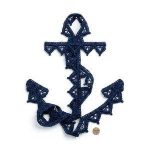 Dentelle Guipure GPO Géométrique Bleu Marine 10mm, Personnalisable, Fournisseur, Emballage de 20 Mètres pour Chaussures, Sacs, Nœuds pour Cheveux, Artisanat, Décoration - Product Image 1