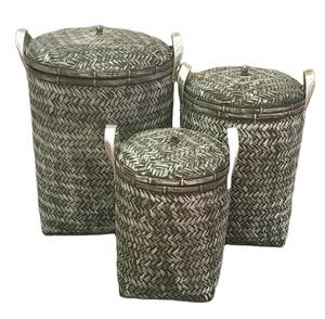 100% Eco-Friendly <b>Bamboo</b> <b>Laundry</b> and Storage <b>Basket</b> with Handles Grey Washed for Home Kitchen Presents Made in Vietnam - Product Image 1