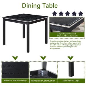 Set da Pranzo in Legno a 5 Pezzi con Tavolo Quadrato e 4 Sedie Imbottite per Uso in Cucina - Product Image 5