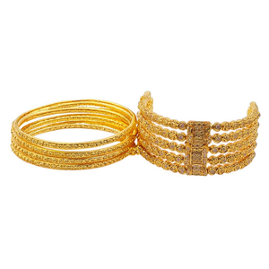 Women's Traditional Bridal Ethnic Fashion Gold Plated Crystal Stone <b>Bangles</b> <b>Set</b> 10575602PU_2.8 - Product Image 2