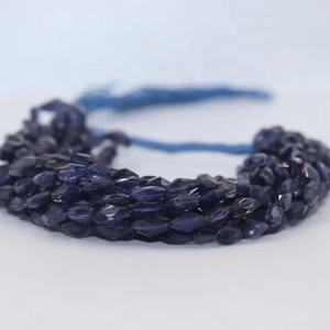 Cuentas facetadas de iolita de corte elegante de 5-7 mm, hilo de cuentas de iolita facetadas en forma de cometa para la fabricación de joyas. - Product Image 1