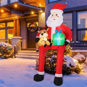 Babbo Natale Gonfiabile in PVC da 2,9m per Decorazioni Natalizie da Esterno, 4 Luci LED Integrate, Poliestere 210T, Gonfiaggio Rapido, Babbo Natale Seduto - Product Image 1