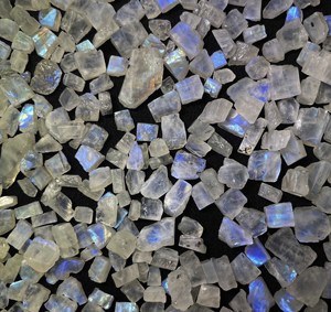 Lote de piedras preciosas sueltas de piedra lunar arcoíris azul fuego natural, de 5-13 mm, 100 ct, para la elaboración de joyas. - Product Image 6