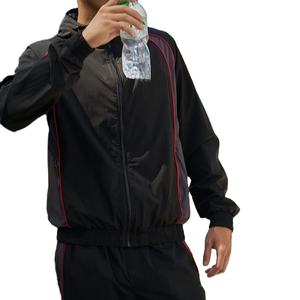 Survêtement en nylon léger personnalisé avec patchwork, veste zippée à bandes réfléchissantes, ensemble de jogging 2 pièces, coupe-vent, survêtement pour homme - Product Image 3