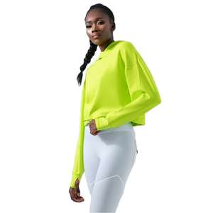 Sudadera con Capucha Casual de Manga Larga, Estilo Deportivo de Invierno, Top Corto con Cordón Ajustable, Tejido Liso para Entrenamiento - Product Image 2