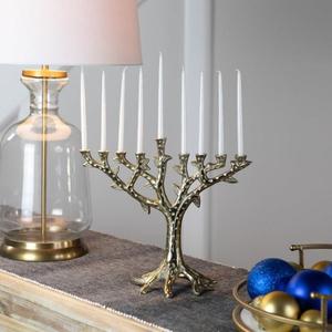 Candélabre en forme de branche d'arbre à 9 bras, couleur or, en métal, porte-bougie, décoration de la maison, décoration de Noël, décoration de table de salon - Product Image 1