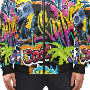Turquoise Abstract Fluid Motion Design Lightweight Thermal Construction <b>Weatherproof</b> Gear Sublimation Puffer <b>Jackets</b> - Product Image 5