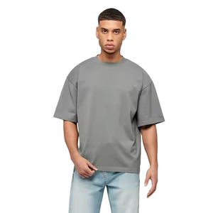 Camiseta de Cuello Redondo para Hombre, 100% Algodón Grueso, Corte Regular, Ecológica, Transpirable, Lavada al Ácido, Estilo Vintage - Product Image 1