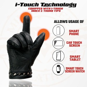 High Quality Finishing Men’s Black Genuine Leather <b>Touchscreen</b> <b>Gloves</b> with Thermal Lining and Padded Design Wholesale Supplier - Product Image 5
