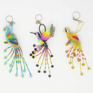 Bead Bird KeychainMexican Parrot Hummingbird <b>Key</b> Holder - Product Image 1