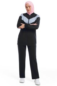 Conjunto Deportivo Modesto para Mujer, Camiseta Deportiva de Manga Larga y Pantalones para Correr, Fabricante OEM - Product Image 3