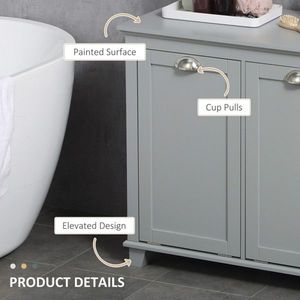 Mobiletto Portabiancheria Grigio con Design Ribaltabile per Organizzazione Bagno - Product Image 5