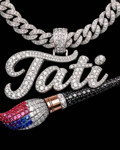 Colgante de Plata 925 de Lujo Chapado en Oro con Moissanita Personalizada, Estilo Hip Hop, Diseño de Pincel, para Rapper, Regalo - Product Image 1