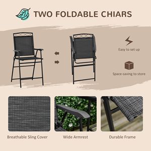 Set di 4 pezzi da giardino nero con ombrellone regolabile pieghevole tavolo in vetro e sedie per mangiare all'aperto - Product Image 5