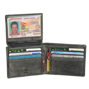 Men <b>RFID</b> <b>Blocking</b> Genuine Leather Bifold <b>Wallet</b> Multi Card Slots ID Window Slim Fold Cash Pocket Vintage Texture Everyday Carry - Product Image 2