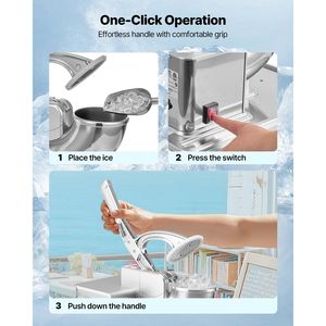 Macchina Elettrica Commerciale per Ghiaccio Tritato 350W, 661LBS/H, 2000RPM, 4 Lame in Acciaio Inox, Tritaghiaccio e Macchina per Coni di Neve - Product Image 6