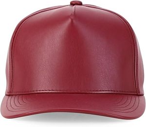 In Stock Blank Leather <b>Baseball</b> <b>Cap</b> Low MOQ Ready to Ship <b>Plain</b> 5 Panel PU Leather Hat for Custom Printing - Product Image 2