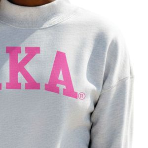 Sudadera Ligera Blanca con Cuello Alto, Gráfico de Letras Rosadas, Manga Larga, Algodón, Estilo Casual Varsity para Mujer - Product Image 5