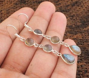 Natural Labradorite 925 <b>Sterling</b> <b>Silver</b> <b>Drop</b> <b>Earrings</b> Luxury Wedding Party Jewelry for Women - Product Image 5
