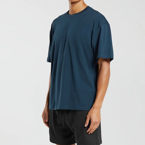 <b>Men's</b> <b>Navy</b> <b>Blue</b> Oversized Short Sleeve <b>T</b>-<b>Shirt</b> O-Neck Solid Color Casual Jersey Cotton Fit Wholesale Custom Workout <b>T</b> <b>Shirts</b> - Product Image 1