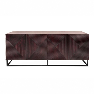 Aparador Vandana Heritage Surface CREATIVO de 180 cm, Madera de Mango Sólida, Frente Elaborado en 3D, Diseño Moderno para Comedor y Cocina - Product Image 4