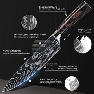 Ensemble de couteaux de chef de qualité supérieure en stock, ensemble de couteaux de chef en matériaux de première qualité, ensemble de couteaux de chef à faible MOQ pour la cuisine - Product Image 4