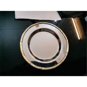 Modern Metal Wedding Charger Plates, Silver & Gold Dual Tone Round Service Plate, Wholesale Elegant Party <b>Table</b> Decoration Tray - Product Image 2