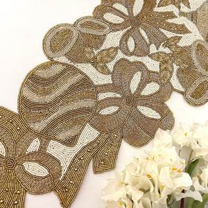Handmade Oriental Fabric <b>Table</b> <b>Runner</b> Irregular Shape <b>Teal</b> Floral Design Luxury Style Ali Fashion Art AFA01 Mats Pads - Product Image 3