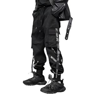 Pantalon cargo streetwear techwear pour homme, joggers tactiques, hip hop, multi-poches, sangles à rubans, pantalon harem noir, style cyberpunk - Product Image 4