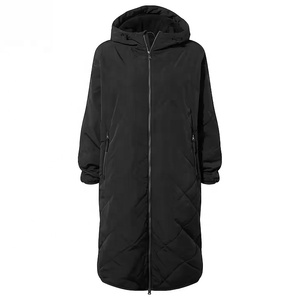 Manteau long matelassé en polyester, imperméable, à capuche, fermeture éclair, pour femme, léger, pour l'hiver - Product Image 1