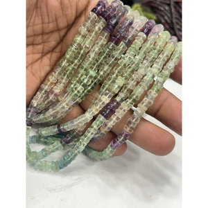 Cuentas de Piedras Preciosas de Alta Calidad para la Elaboración de Joyería, 17 Pulgadas, Fluorita Natural Multicolor, Forma de Neumático Heishi Lisa, Tamaño 6-7 mm - Product Image 1
