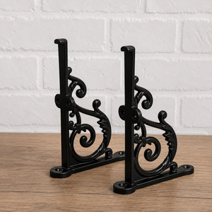 SHUBHAM Black Cast Iron Wall Shelf <b>Bracket</b> Decorative Hanging Support Single Tier Storage Rack <b>for</b> Home Garage - Product Image 2