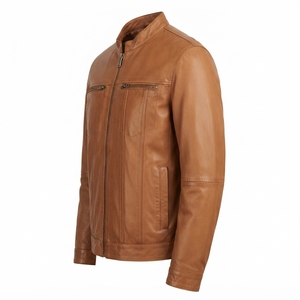 Chaqueta de cuero para hombre, estilo universitario, cálida para invierno, acolchada, con cremallera, patchwork, cortavientos, informal, tipo camisa, teñido liso, venta al por mayor, OEM - Product Image 2