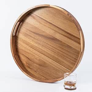 Wooden serving <b>tray</b> with handles strong build polished surface ideal for serving coffee <b>tea</b> snacks breakfast home use - Product Image 3